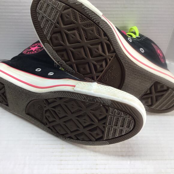Converse Chuck Taylor 2-Fold Hi Top Black w/ Neon Pink & Green Women 10 / Men 8 - Picture 7 of 8